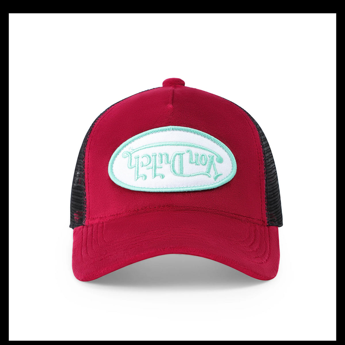 Von Dutch Kids Velvet Trucker Hat - Wine/Lime