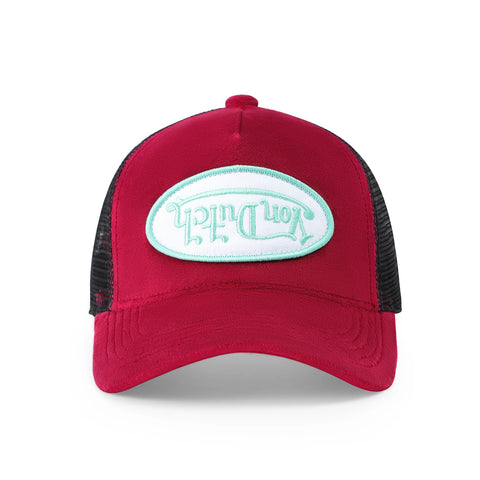 Von Dutch Kids Velvet Trucker Hat - Wine/Lime