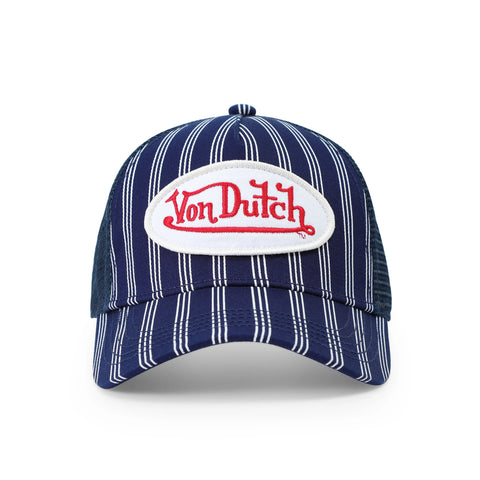Von Dutch Kids Classic Trucker Hat - Navy White Stripe