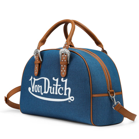 Von Dutch Denim & Brown Duffle Bowling Bag