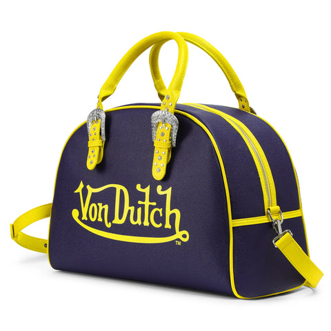 Von Dutch Navy Blue & Yellow Duffle Bowling Bag