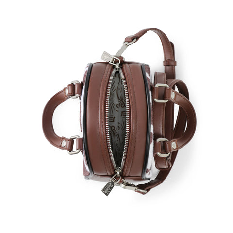 Von Dutch Mini Cow Print Bowling Bag - Brown & White