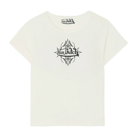 Von Dutch White & Black Mini Distressed Chopper Baby Tee