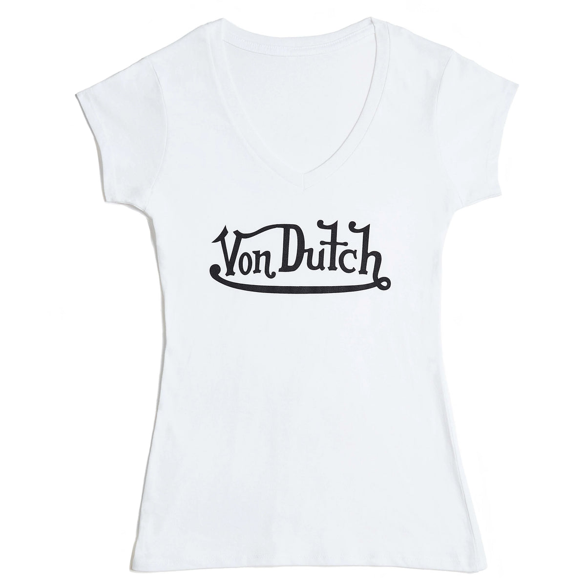 Von Dutch Originals Black on White V Neck