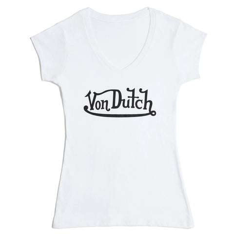 Von Dutch Originals Black on White V Neck