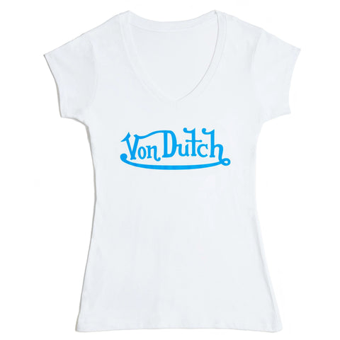 Von Dutch Originals Blue on White V Neck