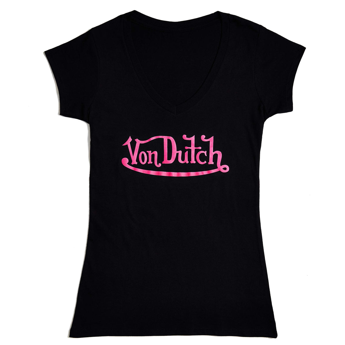 Von Dutch Originals Pink on Black V Neck