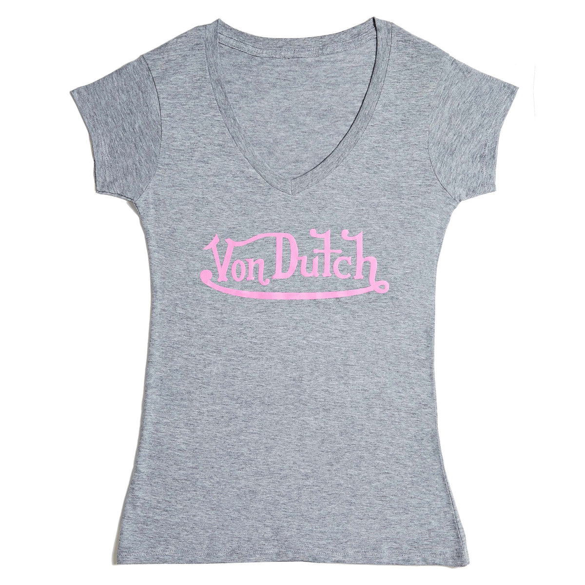 Von Dutch Originals Pink on Grey V Neck