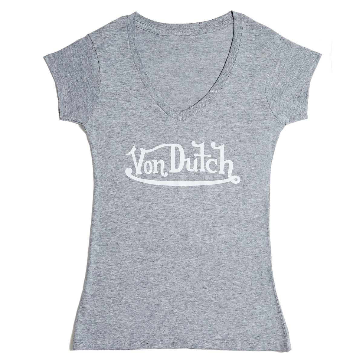 Von Dutch Originals White on Grey V Neck