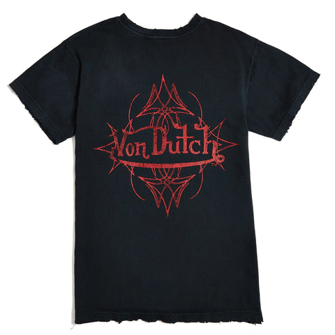 Von Dutch Vintage Black & Red Distressed Chopper Tee