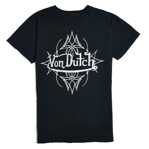 Von Dutch Vintage Black & White Distressed Chopper Tee