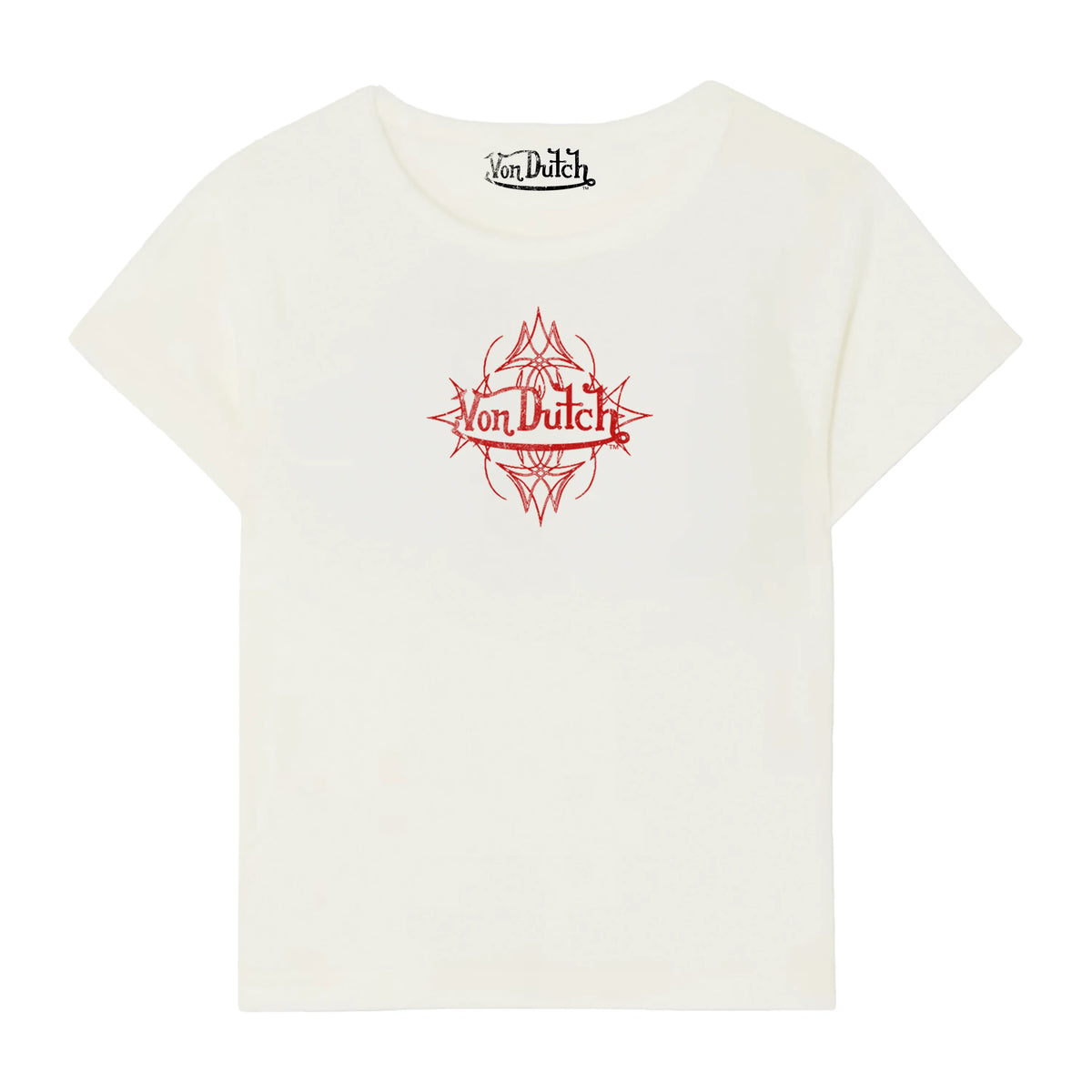 Von Dutch White & Red Mini Distressed Chopper Baby Tee