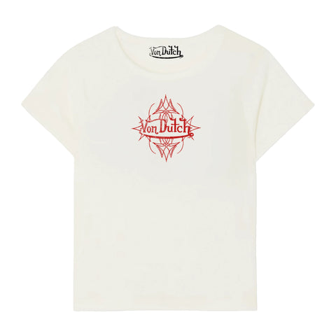 Von Dutch White & Red Mini Distressed Chopper Baby Tee