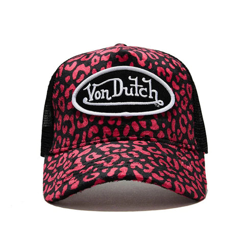 Von Dutch Hot Pink Cheetah Velvet Trucker Hat