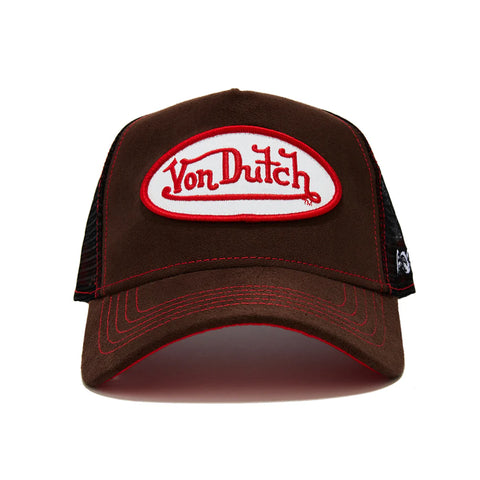 Von Dutch Brown & Red Velvet Trucker Hat
