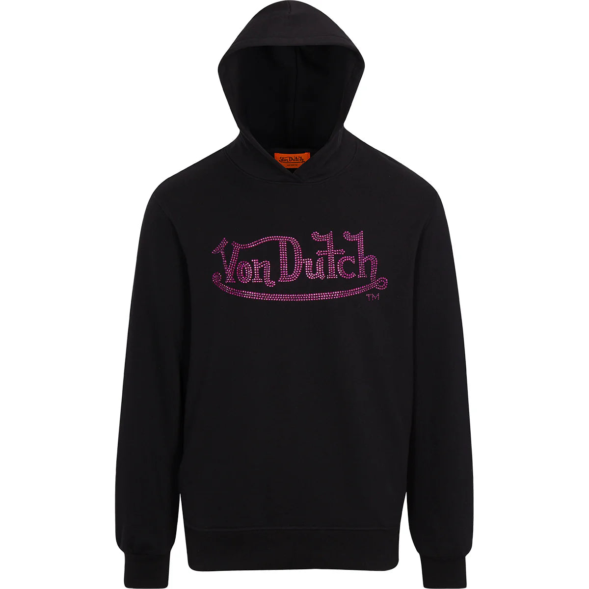Von Dutch Women's Purple Rhinestone Black Hoodie