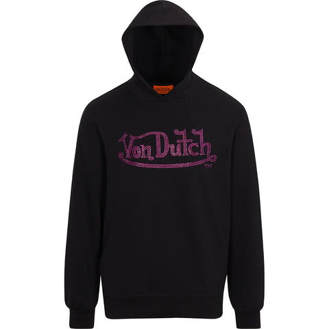 Von Dutch Women's Purple Rhinestone Black Hoodie