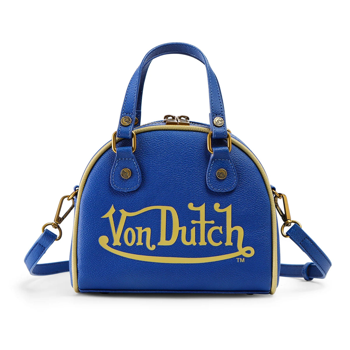 Von Dutch Navy Blue & Gold Two-Tone Bowling Bag
