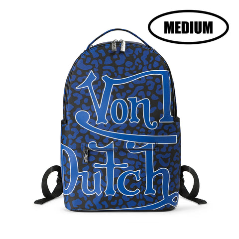 Von Dutch Medium Sized Blue Cheetah Backpack