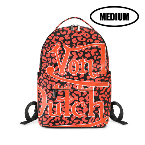Von Dutch Medium Sized Orange Cheetah Backpack