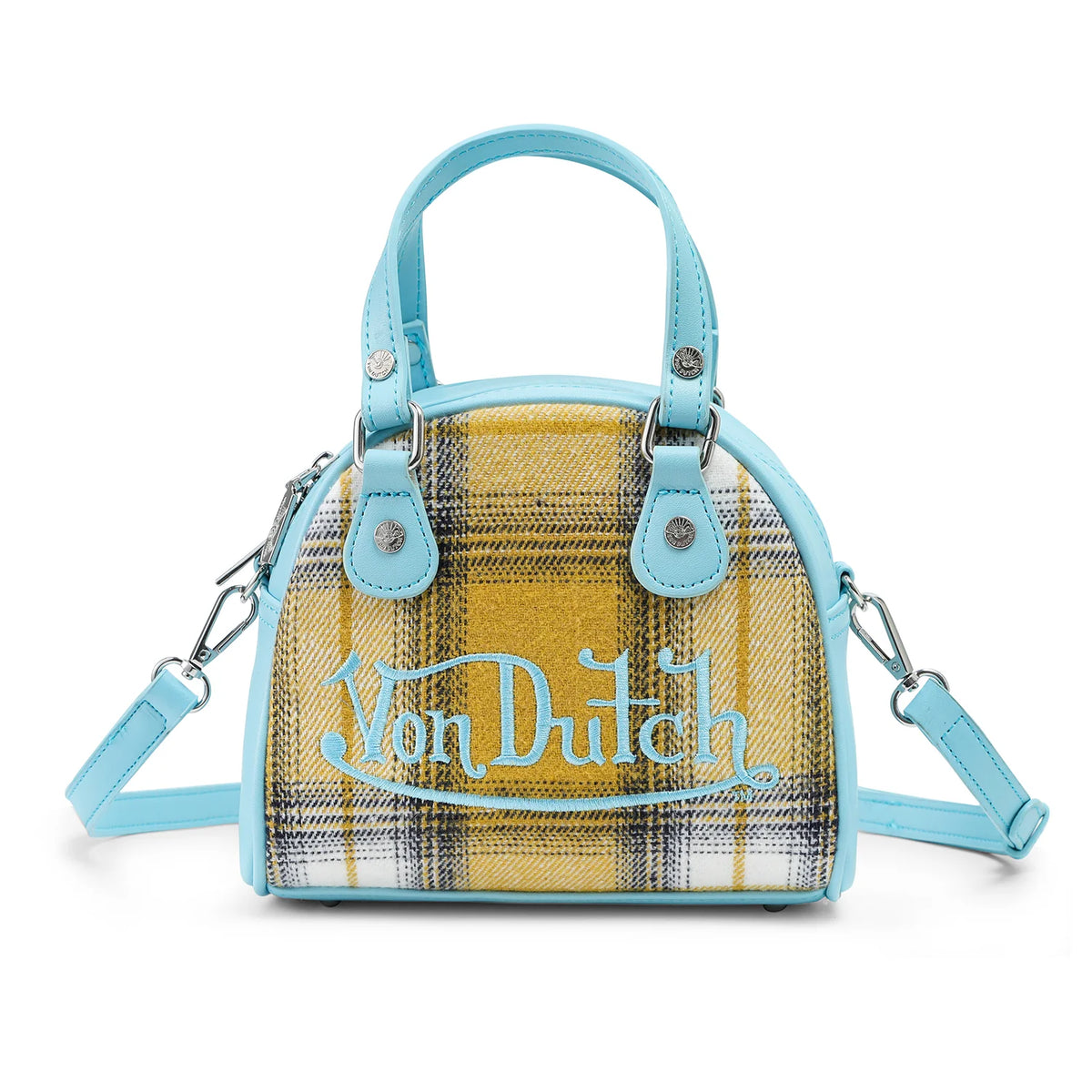 Von Dutch Plaid & Blue Bowling Bag