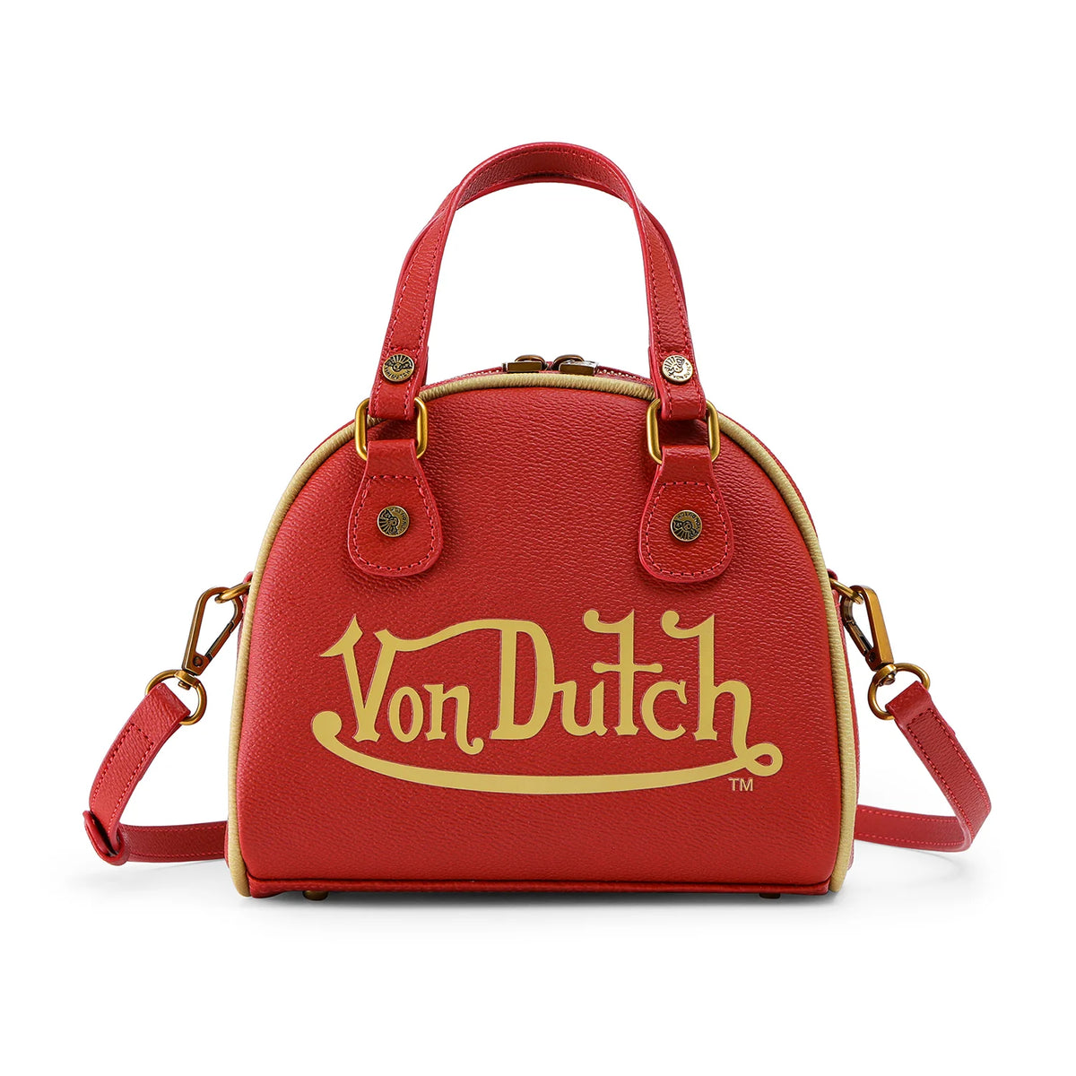Von Dutch Red & Gold Two-Tone Bowling Bag