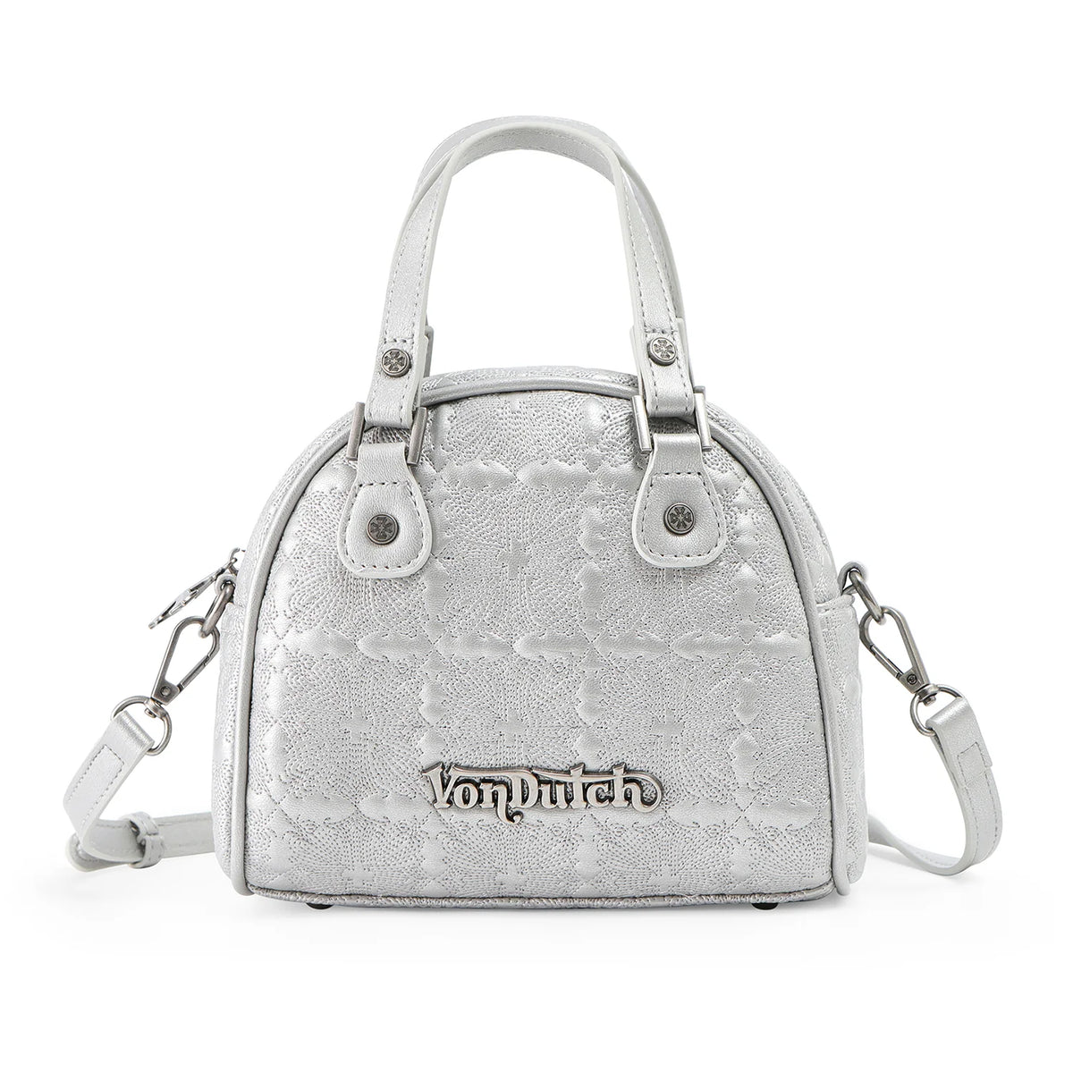 Von Dutch Embroidered Chopper Bowling Bag - Silver