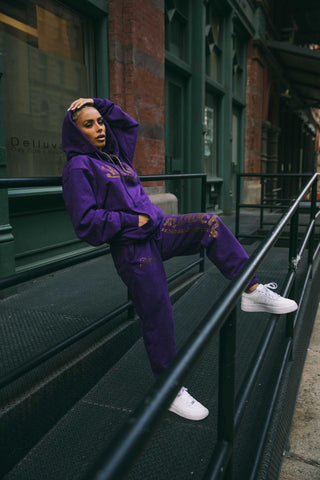 Von Dutch Jogger Purple with Gold Rhinestones
