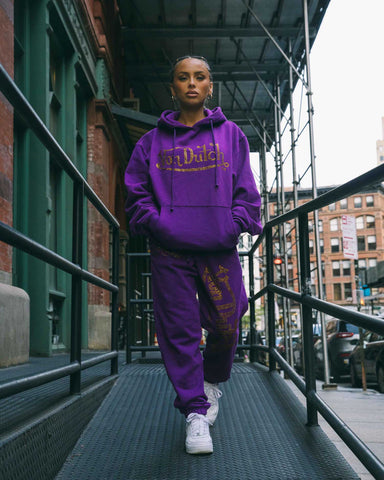 Von Dutch Jogger Purple with Gold Rhinestones