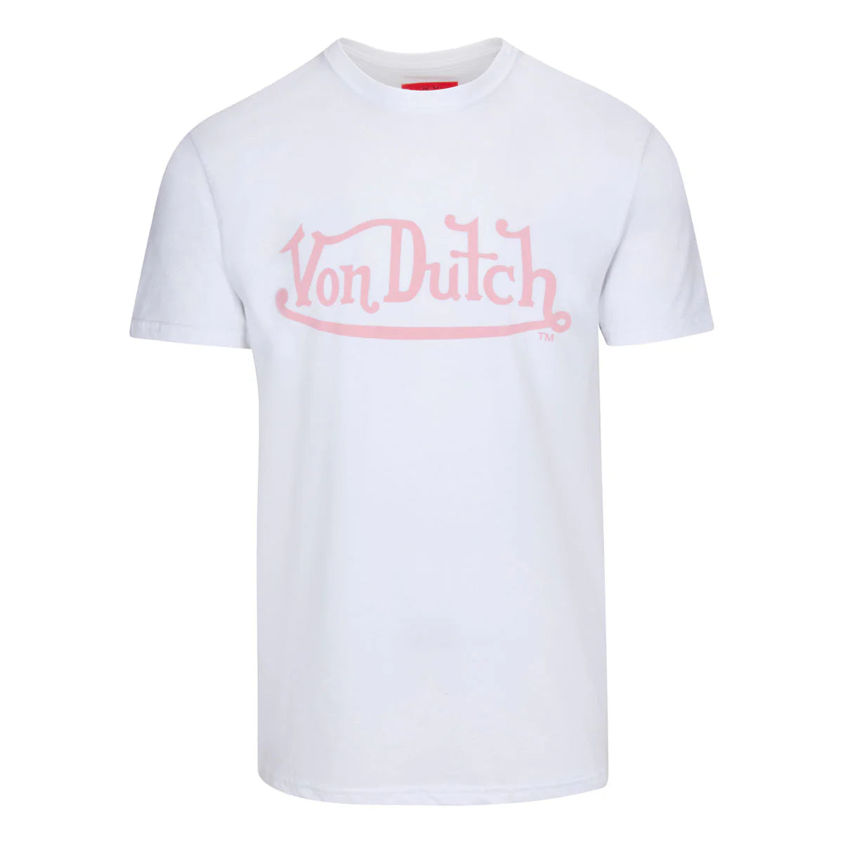 Von Dutch White with Pink Classic Wordmark Tee