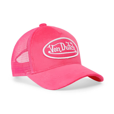 Von Dutch Kids Velvet Trucker Hat -  Hot Pink Crush