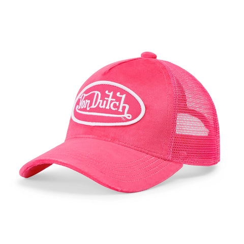 Von Dutch Kids Velvet Trucker Hat -  Hot Pink Crush