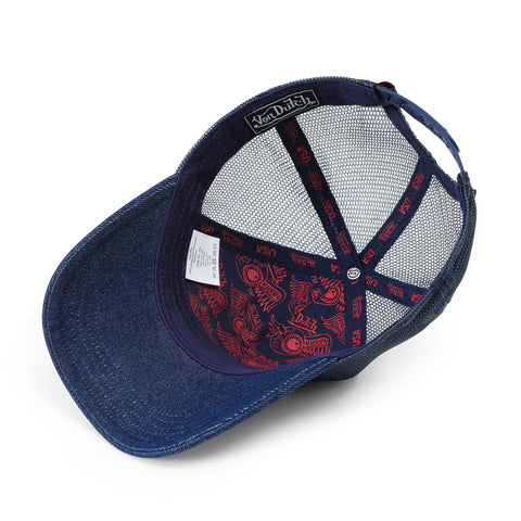 Von Dutch Kids Denim Trucker Hat - Red & White Logo