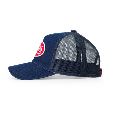 Von Dutch Kids Denim Trucker Hat - Red & White Logo