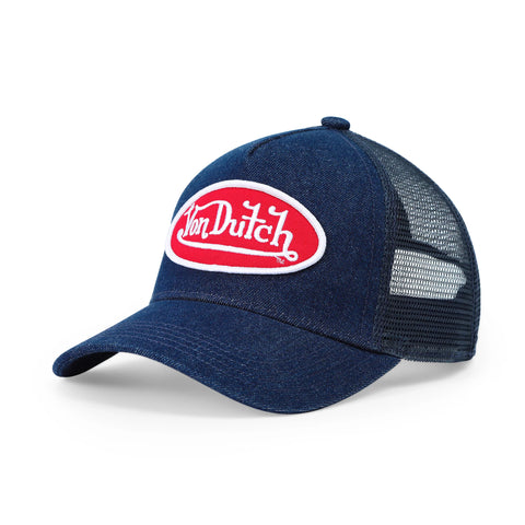 Von Dutch Kids Denim Trucker Hat - Red & White Logo