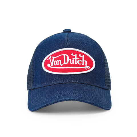 Von Dutch Kids Denim Trucker Hat - Red & White Logo