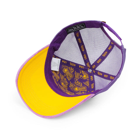 Von Dutch Kids Purple & Yellow Velvet Trucker Hat
