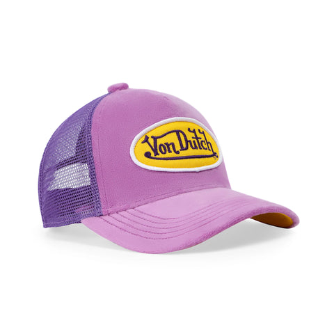 Von Dutch Kids Purple & Yellow Velvet Trucker Hat