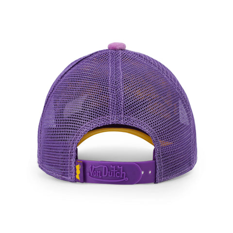 Von Dutch Kids Purple & Yellow Velvet Trucker Hat