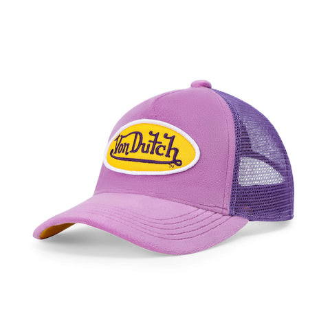 Von Dutch Kids Purple & Yellow Velvet Trucker Hat