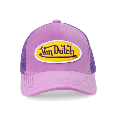 Von Dutch Kids Purple & Yellow Velvet Trucker Hat