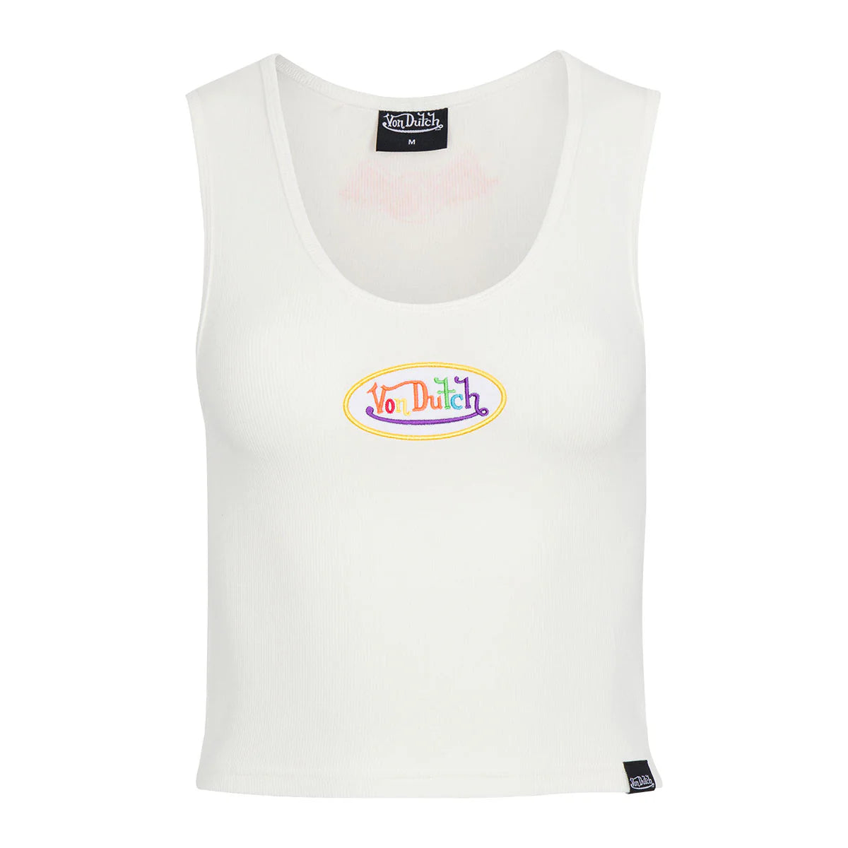 Von Dutch Rainbow Logo White Crop Tank
