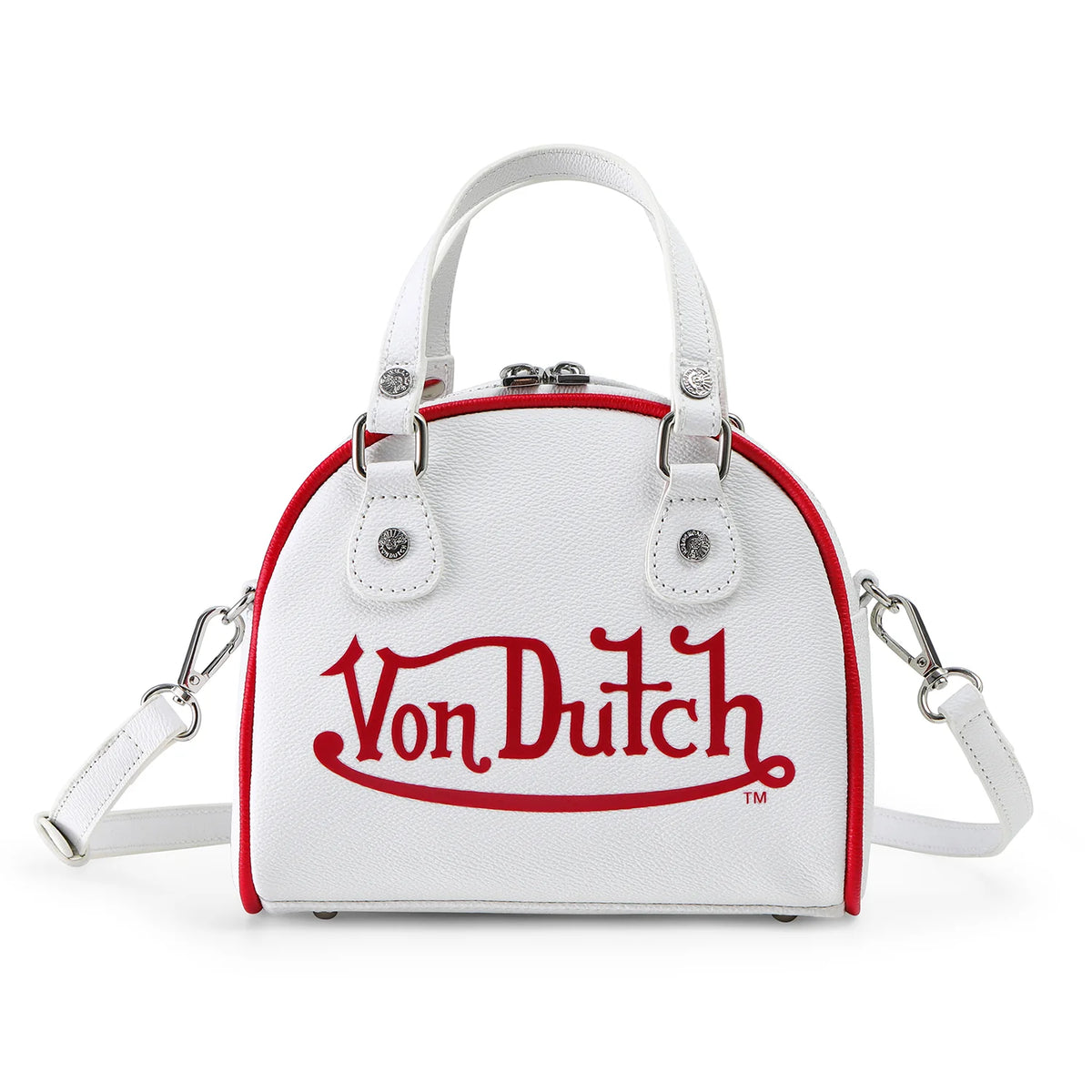 Von Dutch White & Red Two-Tone Bowling Bag