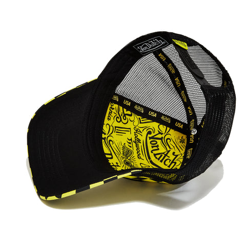 Von Dutch Black/Yellow Checker Trucker Hat